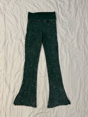 PINK Victoria’s Secret High-Waist Dark Green Flare Bottoms